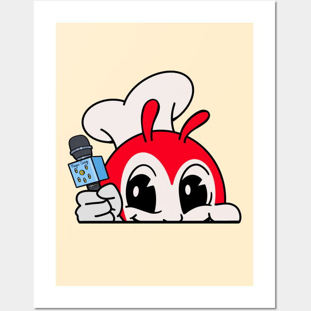 JOLLIBEE PEEKING KARAOKE SINGING FILIPINO STICKER Wall Art by Aydapadi Studio